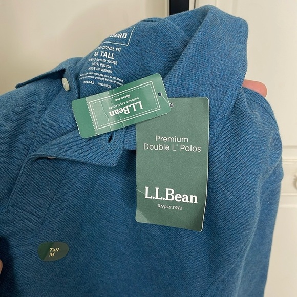 L.L. Bean Men’s Blue Short Sleeve Polo 1/4 Button Up Shirt Size M Tall - Picture 7 of 7